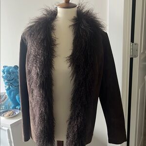 Chico's Brown Faux Fur Trim Jacket Sz.1